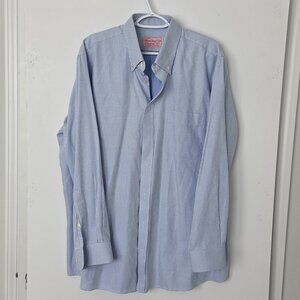 William Cheng And Son Bespoke Blue Contemporary Premium Micro-check shirt Men XL